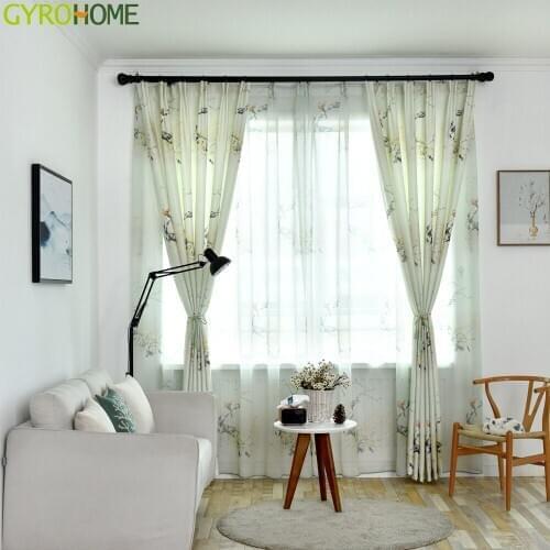 Classic Chinese Design Bird Half Blackout Curtain for Living Room Printed Drapes Bedroom Kitchen Balcony Sheer GYC2340