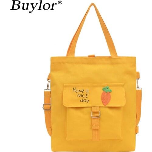 Buylor Womens Shoulder Messenger Bag Fashion Casual Cartoon Print Student Canvas Backpack Large Capacity Cute School Bag