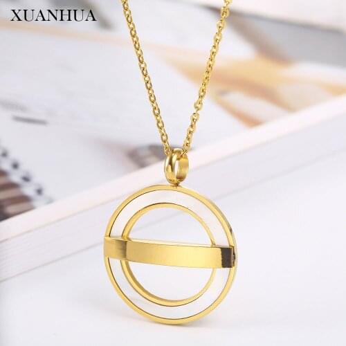 XUANHUA Stainless Steel Jewelry Woman Vogue 2019 Shell Long Necklace Fine Jewelry Accessories Choker Necklace Bohemian Chain