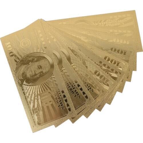 10pcs 100 Dollar USA Gold Banknote Currency Bill Paper Money Coin Medal 24k United States OF America