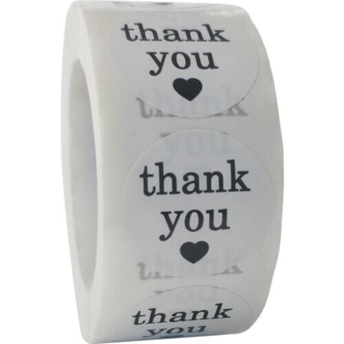 100-500pcs Round White Thank You Sticker Handmade Baking Gift Decoration Label Sticker Christmas Sticker Stationery Sticker