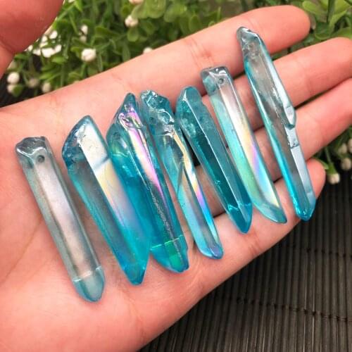 100g Rainbow AURA FLAME Blue Titanium Quartz Crystal POINT crystals and stones healing