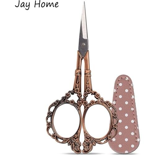 4.5" Sewing Embroidery Scissors with Leather Scissors Cover Sewing Craft Sharp Stainless Steel Shears for Needlework Sewing Tool