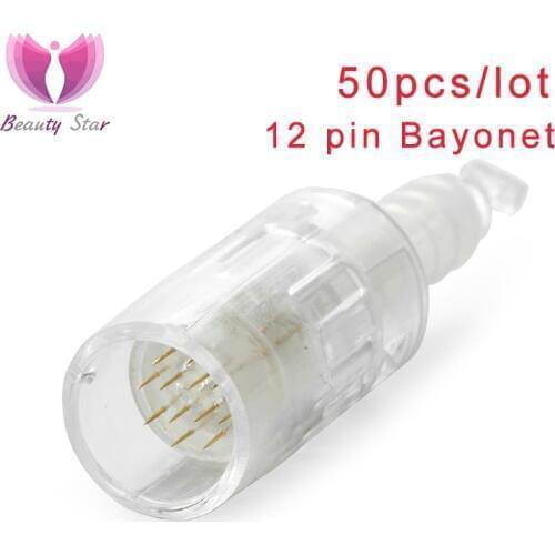 50 PCS Electric Derma Pen Needles Bayonet 12 pin Cartridge For Auto Derma Pen Tattoo Needles 12 pin Needle Tip Skin Care