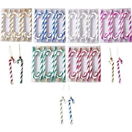 6pcs Navidad 2021 Christmas Candy Crutch Pendant Christmas Decorations for Home Christmas Tree Ornament Xmas Gifts New Year 2022