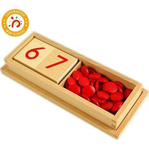 Montessori Kids Toys Wooden Box Numbers And Chips Educational Early Learning Toys For Children
