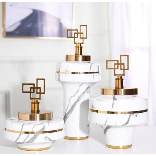 European Style Minimalism Office Restaurant Study Florist Library Ceramics Storage Jar Marble Vase Home Decoration