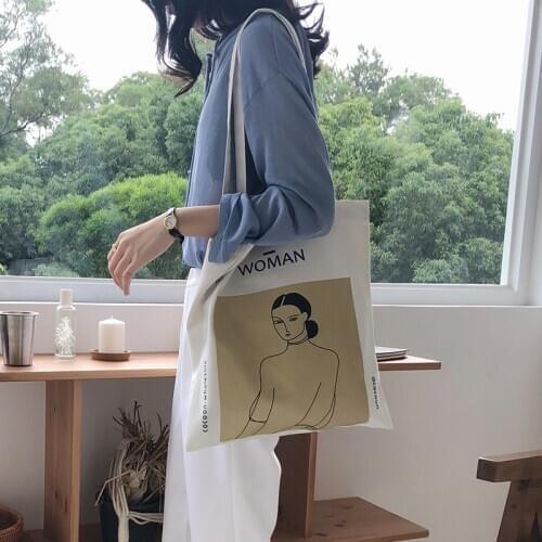 Personality Illustrations Korea Fashion Canvas Bag Student Tutorial Bag Simple Style Stationery For Lovely Girl Kawaii Gift