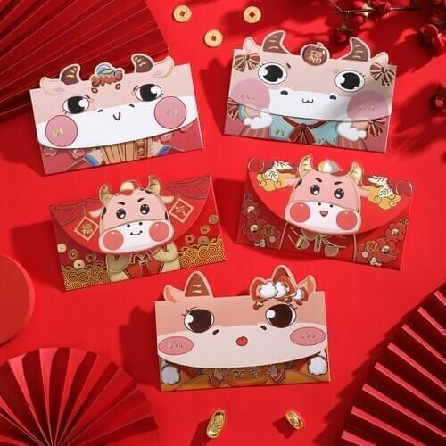 Red Packet Money Envelope Cartoon Red Envelope 15pcs New Year Red Pocket China Tradition HongBao Lucky Money Bag Christmas Gift