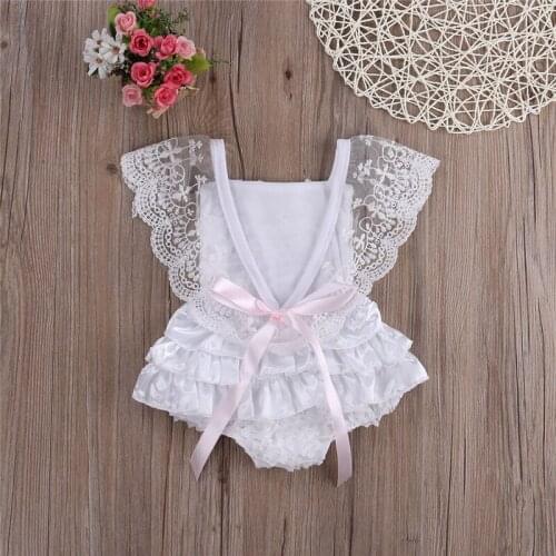 Sweet Newborn Baby Girl Cute Newborn Infant Clothes Lace Tutu Romper Sleeveless Cake Sunsuit White Summer Outfits