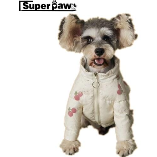 Fashion Dog Cherry Down Jacket Wear Puppy Snowsuit Winter Warm Clothing Sweater Small Medium Dogs Schnauzer Hoodie Coat YHC58