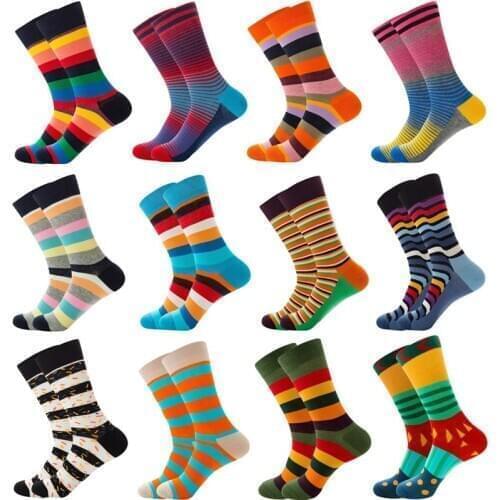 Unisex Happy Socks Retro Design Men Crew Socks Skateboard stripe Combed Cotton Socks Harajuku Women Cotton Socks