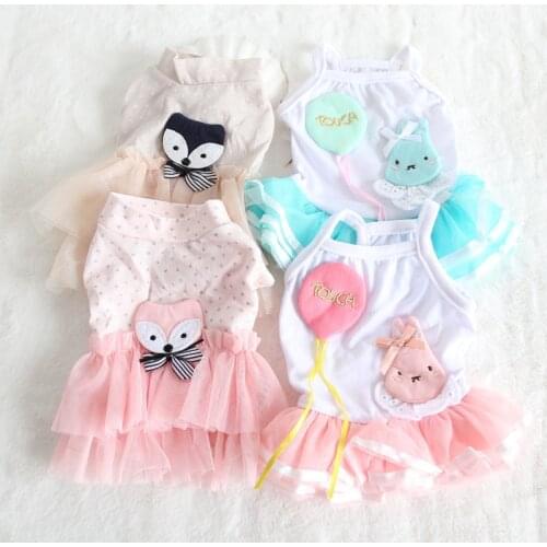 Vestido Cats Dress For Pet Dog Dress Balloon Rabbit Lace Disfraz Perro for Small Dogs Dresses Clothes for Pet Pink Blue