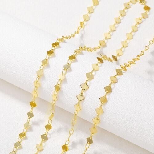 Factory wholesale Gold Color Brass Fashion Metal Rhombus Chains For Necklace and Bracelet Earring Diy Jewelry Accessories