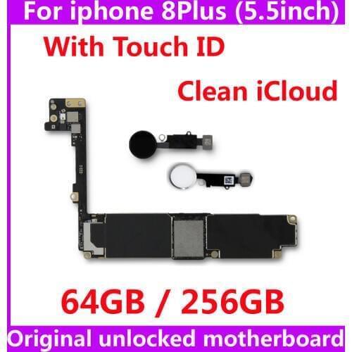 For iphone 8 Plus 8Plus original motherboard with / Without touch ID 64GB 256GB Unlocked mainboard For Apple A11 CPU IOS system