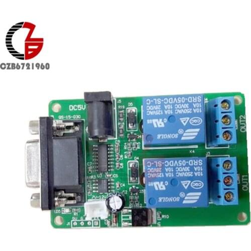 5V 2 Channel RS232 Serial Control Relay Module Switch Board SCM PC Relays
