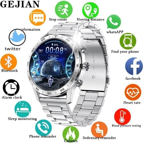 GEJIAN Luxury Watch Smart Watch Men IP68 Waterproof Sports Fitness Tracker Bluetooth Call for Android Ios Phone Smartwatch Mens