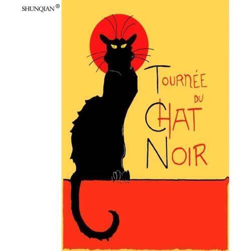 Chat Noir Poster Silk Fabric Poster Print Cloth Fabric Wall Poster Custom Satin Poster 40X60cm,50X75cm,60X90cm