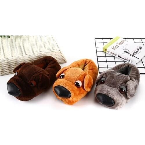 Womens/Men Couple Home Slippers Cartoon Animal Plush Slides Indoor Warm Flip Flops Ladies Cotton Shoes Female Furry Sneakers