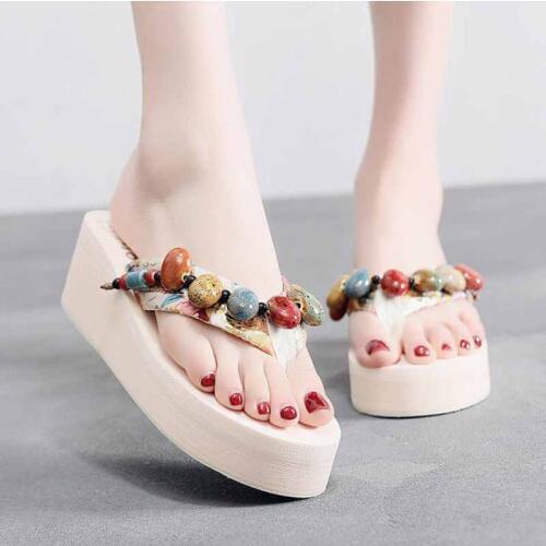 Summer Woman Shoes Platform bath slippers Wedge Beach Flip Flops High Heel Slippers For Women Brand Black EVA Ladies Shoes