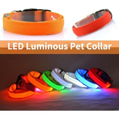 LED Pet Luminous Collar Night Safety Flash Dog Collar Adjustable Polyester Pet Collar Cat Collar puppy Accessories Dog Harness