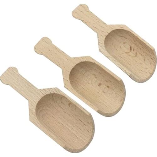 3PCS/Pack Wooden Bath Salt Spoon Mini Nontoxic Candy Tea Spoon Bath Salt Spoons Scoops Kitchen Supplies Utensils Cutlery