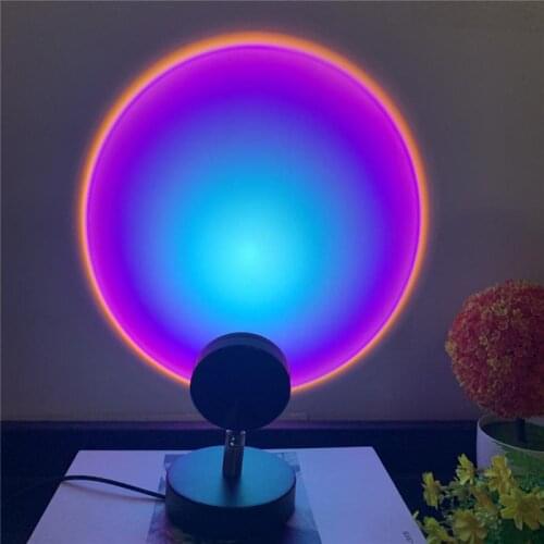USB Dusk Rainbow Atmosphere Night Light LED Sundown Projector Lamp Floor Lamp Bedroom Background Wall Decoration Colorful Lamp