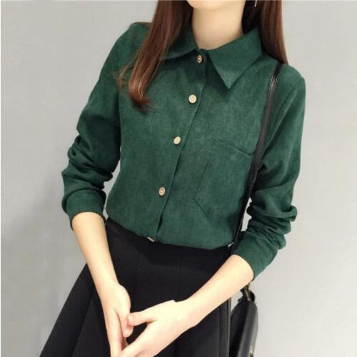 Autumn Vintage Women Shirt Blouse Casual Long Sleeve Elegant Shirts Blusa Feminina Turn-Down Collar Pocket Tops DD2370