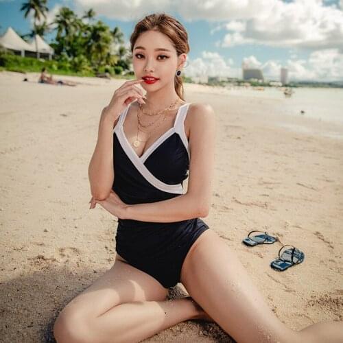 Women Summer Swimwear, Match Color V-Neck Sleeveless Padded One-Piece Swimsuit with Adjustable Straps for Girls