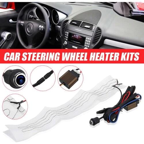 6 Gear Round Switch Flocking Cloth Car Steering Wheel Heater Kits Auto Heat Pads Universal Car Heater 60X9CM
