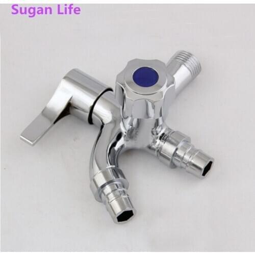 1pc Multi-function Faucet Double Faucet Quick Open Single Cold Bibcocks G1/2' Washing Machine Tap