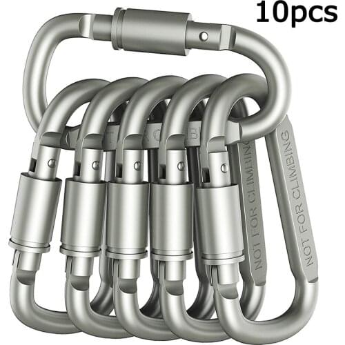 10pcs Multifunction EDC Backpack Carabiner Safety Keychain Camping Hiking Aluminum Alloy D-ring Clip Lock Buckle Hook