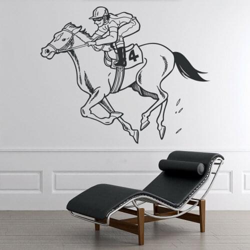 135*110cm Racing Jockey Murals Race Horse Wall Sticker Cool Teen Boy Room Wall Decor Decals Vinyl Wallpapers Large Size LC1846