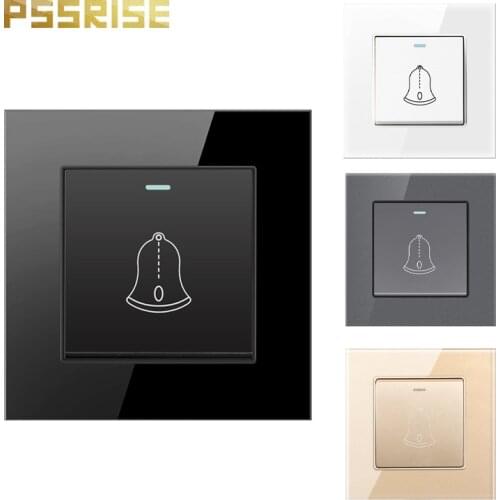 16A 1 Gang Türklingel schalter Wand Schalter Push-taste Schalter G11 Licht Schalter Luxus Kristall Gehärtetem Glas Panel materia