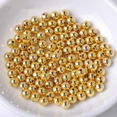 20Pcs Pure Solid 14K Yellow Gold Lucky Loose Beads For Bracelet Or Chain 3mm
