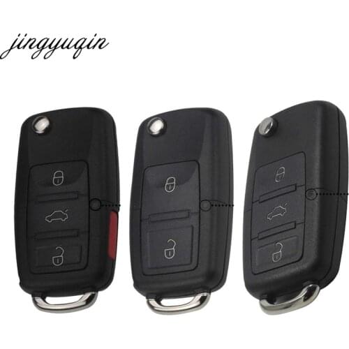 Jingyuqin 30pcs 2/3/4 Buttons Flip Folding Remote Car Key Shell Fob For VW Polo Passat B5 B6 Tiguan Golf 4 5 Seat Skoda No Blade