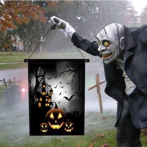 32x47cm Halloween Garden Flag Double-Sided Pumpkin Ghost Face Decorative Yard Flag for Family Halloween Decoration