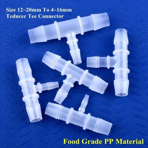 5~200pcs 12~20 To 4~16mm Reducing Tee Connector Garden Irrigation Reducer Tee Aquarium Fish Tank Pagoda Hose Joint Food Grade PP