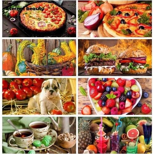 5D Diamond Painting Food and Drink Pizza Tomatoes Coffee Full Diamond Embroidery Pictures of Rhinestones Cross Stitch Home Decor