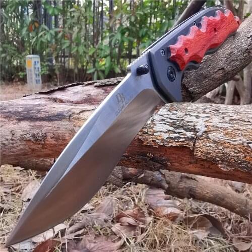 8CR15MOV Stainless Steel Folding Knife, 58HRC High Hardness Hunting Knife, Ball Bearing Quick Opening, Outdoor Pocket Knife