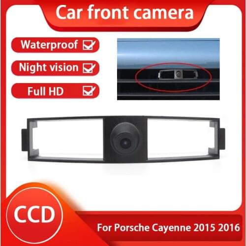 Car HD high quality Front View Camera For Porsche Cayenne 2015 2016 Firm installation Night Vision Vehicle CCD Chip Logo Camera