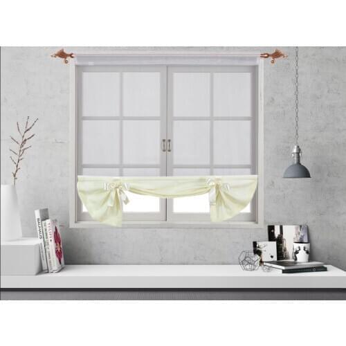 Tulle Color Window Curtain Solid Tulle Voile & Heavy Fabric with Bowknot Curtain for Room Window