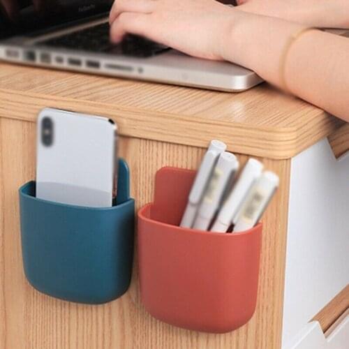 High quality ABS Wall Mount Holder Hanger Mobile Phone Pen Office Basket Organizer Storage Rack