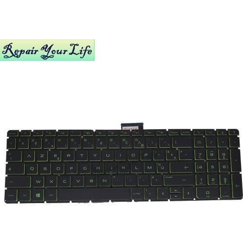 FR keyboard for HP Pavilion 15-AB 15-ae 17-g Envy 17-n 15-au 15-aw series French black kb green keys with edge no frame original