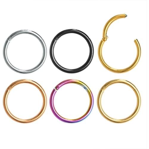 1PC 0.8mm Titanium Hinged Segment Nose Ring G23 Nipple Clicker Ear Cartilage Tragus Helix Lip Piercing Unisex Fashion Jewelry