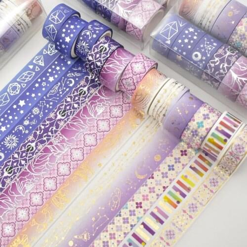 12 Rolls Gold Foil Washi Tape Set Stars Galaxy Masking Tape Kawaii Decorative Adhesive Tape Sticker Scrapbook Diary Stationery