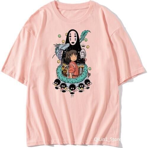 Summer 2020 totoro Spirit Away t shirt women men Japanese anime Studio Ghiblicartoon top unisex pink t shirt plus size Ullzang