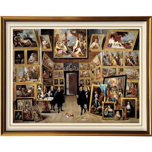 Hand-applied metal frame with gold foil, world classical decorative painting in the painting living room decoration