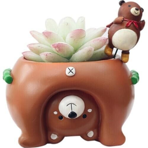 Micro Natural Resin Flower Pot Nverted Animal Design Meat Plant Flower Pot Garden Home Office Decor Gardening Supplies