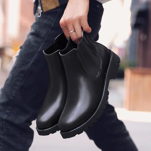 Wedding Gentleman Brand Mens Boots Leather Casual Shoes Men Chelsea Fashion Shoes For Men Platform New Winter Brown Black Boots